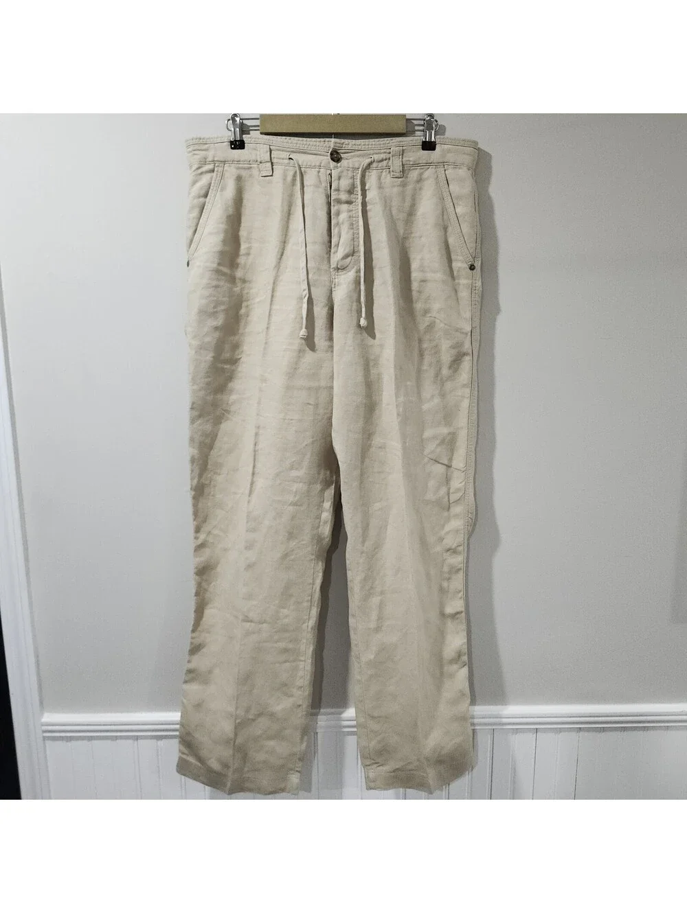 Murano Baird McNutt Linen Lounge Trousers Pants Slacks Drawstring Mens 36x34
